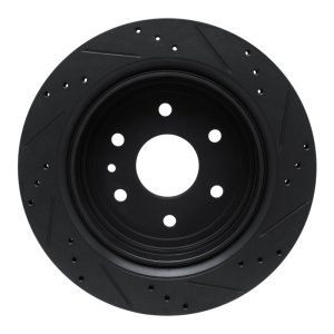 Cadillac XTS Brake Rotor (1) - Rear Left - R1 Concepts - Drilled & Slotted - Black - `13-`19